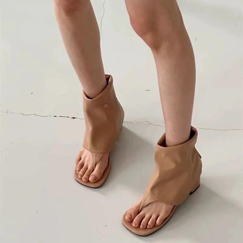 Mode 2024 Neu Heißverkaufende Mode Damen Sandalen Zehensteg Bankett Partyschuhe Sandalen Einfarbig Sommer Damen Schuhe Zapatos