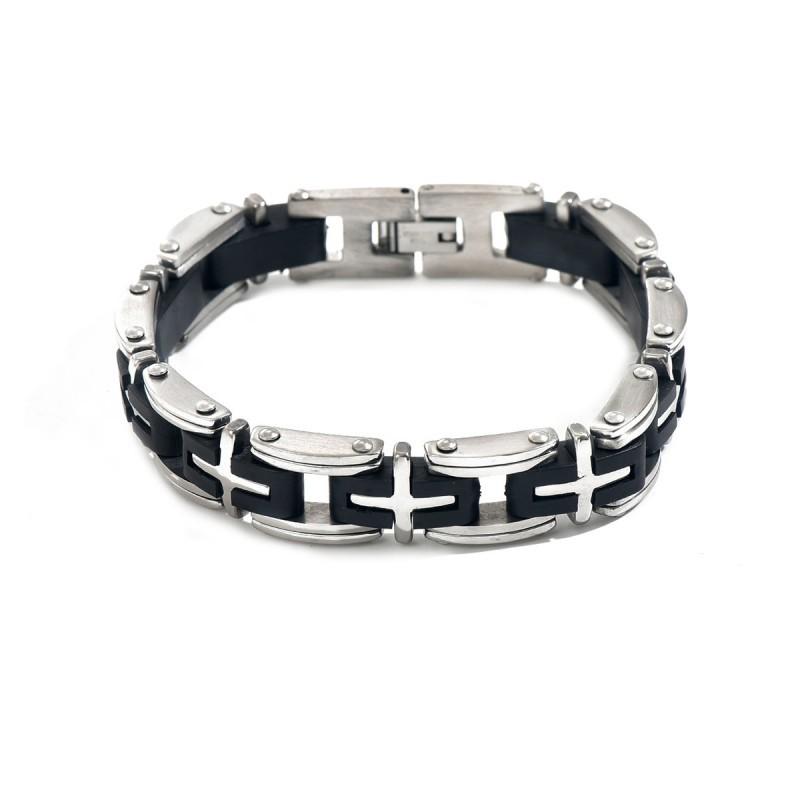 

Rock Style Fashionable Stainless Steel Men s Bracelet With Electroplated Cross