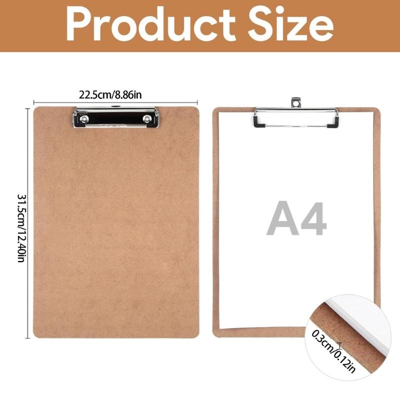 Wood Clipboards Hardboard Office Clipboards Standard A 4 Letter Size Clipboard with Low Profile Clip,Size 12.4×9Inch