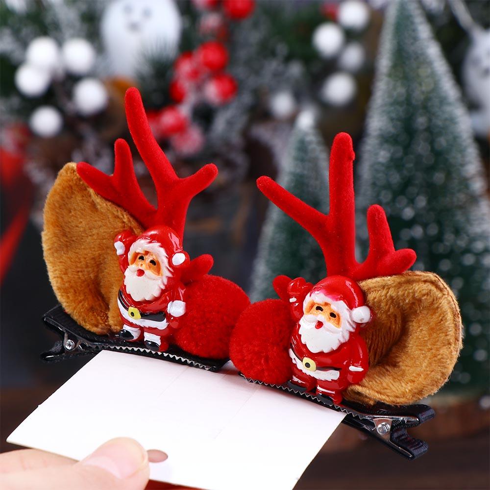 Xmas Ornaments Elk Ear Pine Cone Hairpins Hair Accessories Merry Christmas Decor Antler Hairpin