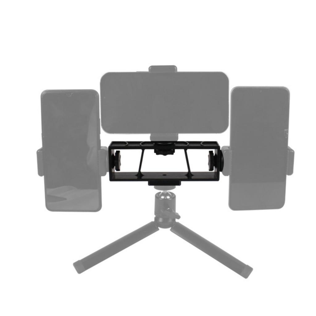 3-Position Phone Holder Tripod Cell Phones Stabilizer Mount Clip for Live Streaming Mobile Phones Camera Bracket Rack