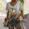 Sommer T-skjorte for kvinner Anger Cat Print Uformelt kortermet 3d T-skjorte Streetwear Pullover med rund hals Oversized kvinneklær