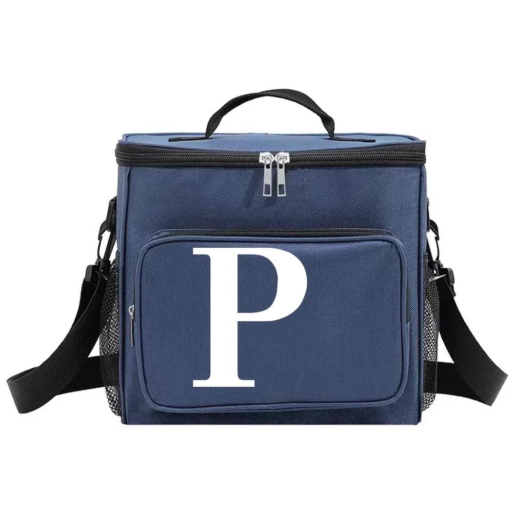 Insulated Lunch Bags Thermal Organizer Handbag Cooler Box for Student Portable Waterproof Camping Storage Boxes White Pattern