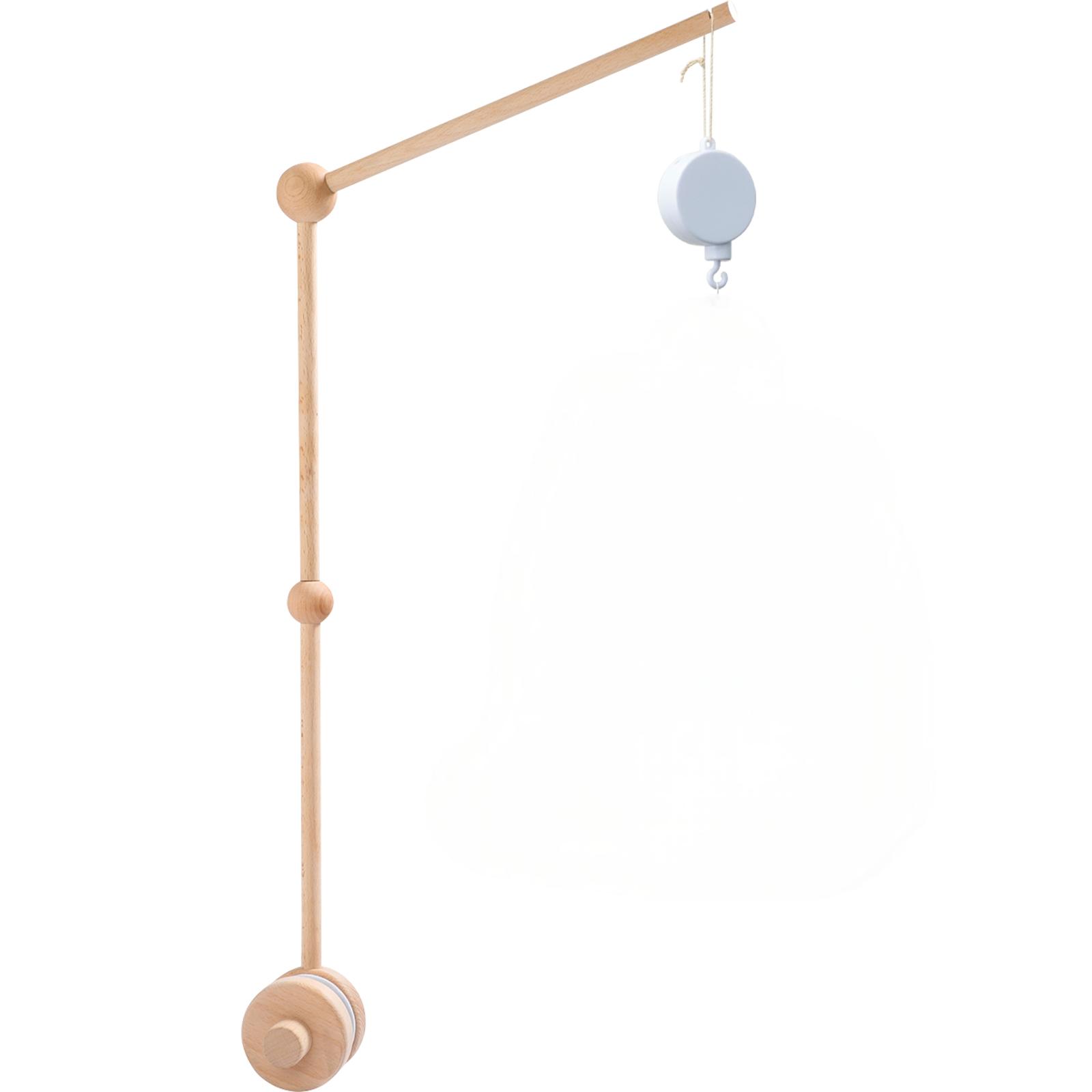 

Baby Crib Mobile Arm Wooden Holder 27 inch Beech Hangers with Rotating Music Box Nursery Decor Attachment Safe Anti Slip Set