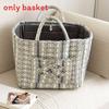 Floral Fabric Storage Basket With Foldable Handle For Home Organization And Gift Use