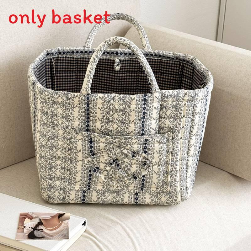 Floral Fabric Storage Basket With Foldable Handle For Home Organization And Gift Use
