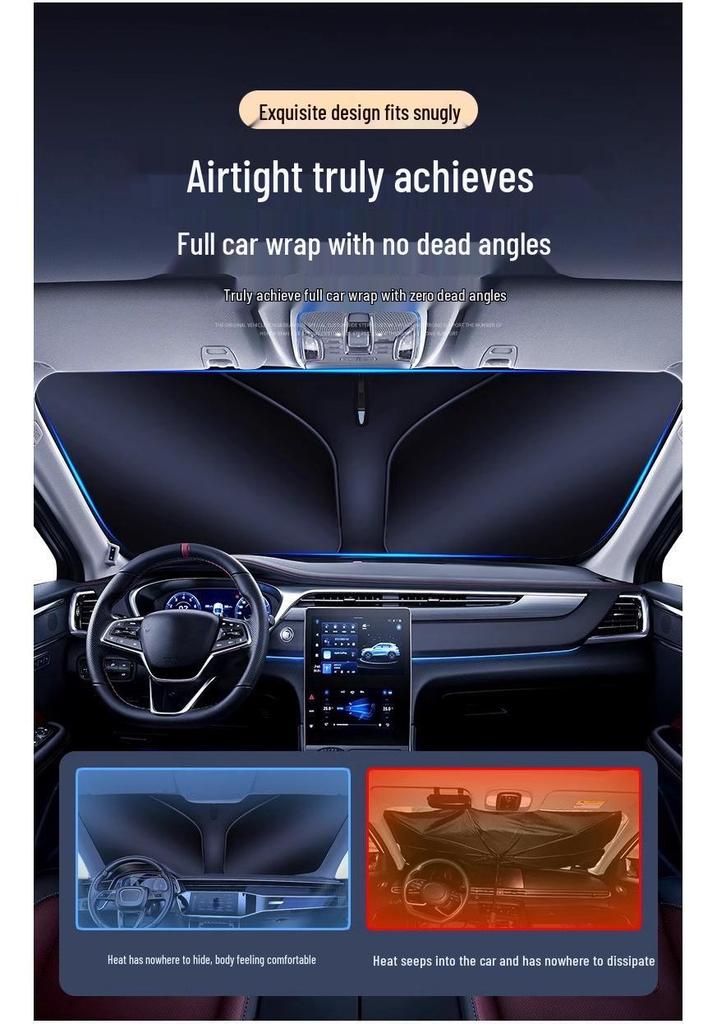 Double-Layer Front Windshield Sunshade Visor with Heat Insulation