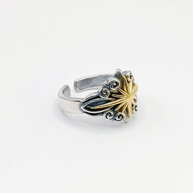 Adjustable Open Ring Men Women Copper Hexagram Star Retro Hip Hop Jewelry Accessory