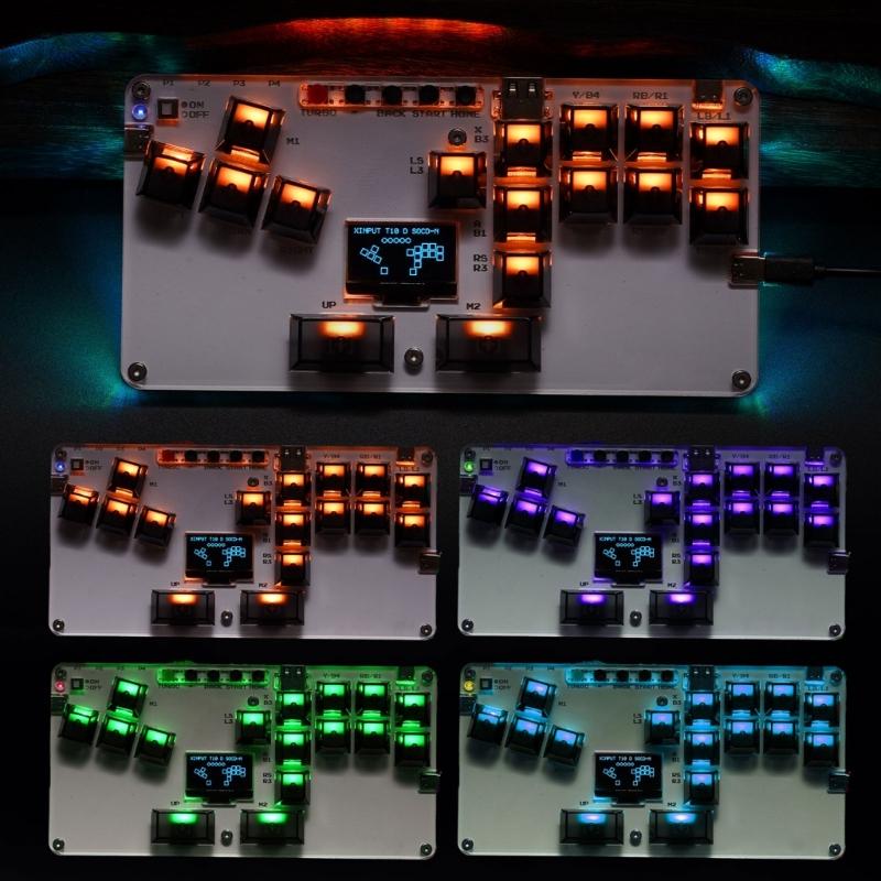16Keys Gaming Keypad All Button Leverless Controller Arcade Stick for PC with Light Display