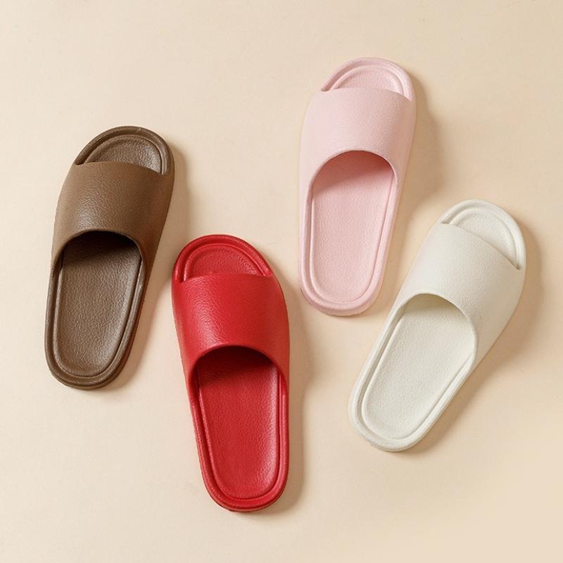 Women's Solid Color Slippers Casual Open Toe Shoes Comfortable Indoor Home Bathroom Slippers