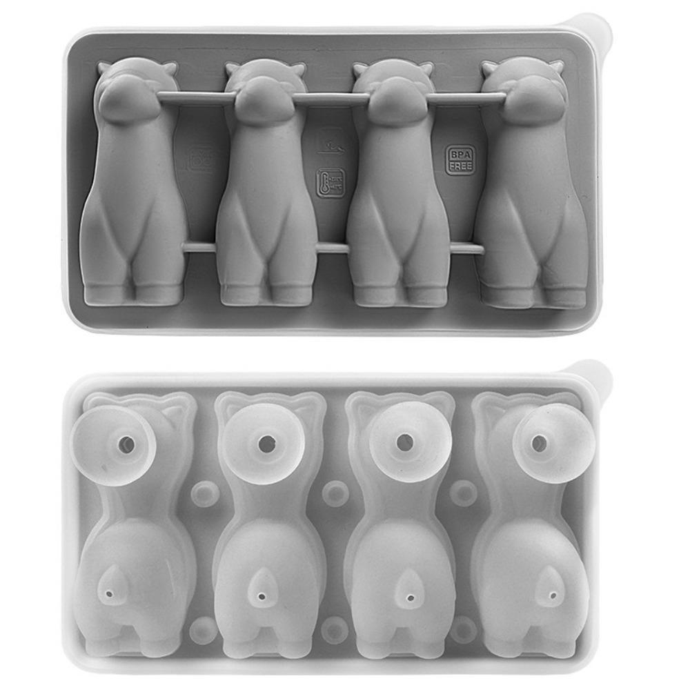 Silicone Ice Cube Tray 3D Alpaca Ice Cream Mold Novelty Long Ice Stick Tray Summer