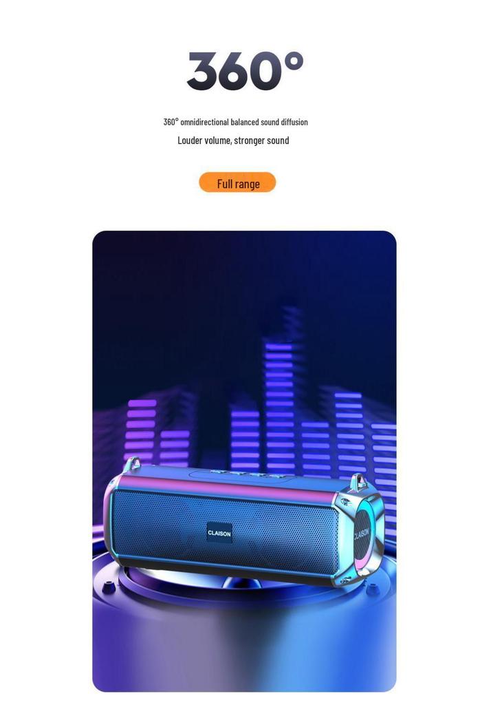 AI Smart Bluetooth Speaker T16: Dual Speakers, Large Volume, Card Slot, Long Battery Life, Subwoofer