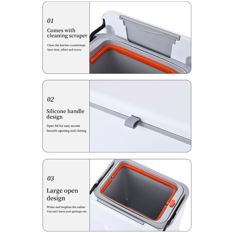Hanging Kitchen Trash Can with Lid 9L Large Capacity Compost Bin for Under Sink or Countertop