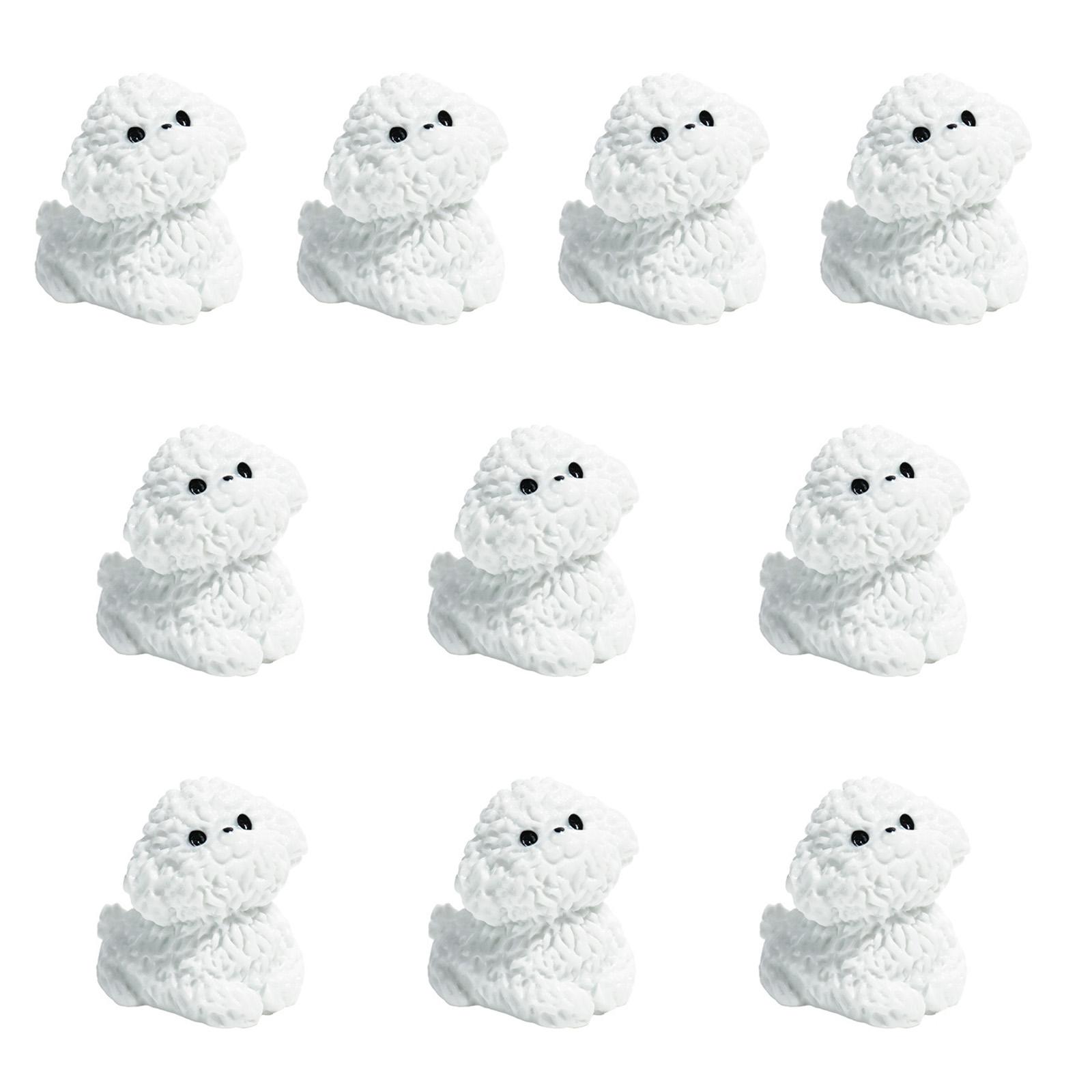 

Набор из 10 фигурок щенков бишон фризе для украшения дома и сада, реалистичные миниатюры из смолы 2