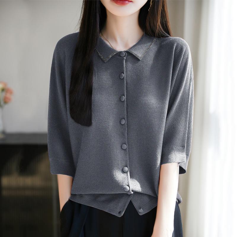 Leichte Strickjacke für Damen aus 50 % Wolle und 50 % Maulbeerseide – vielseitige Strickware für 4 Jahreszeiten für ganzjährigen Komfort und Stil