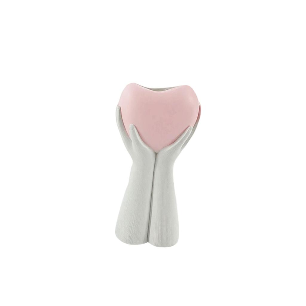 Home Decor : Hand- Heart Vase, Creative Artistic Resin Flower Vase, Study Room/Balcony Ornament