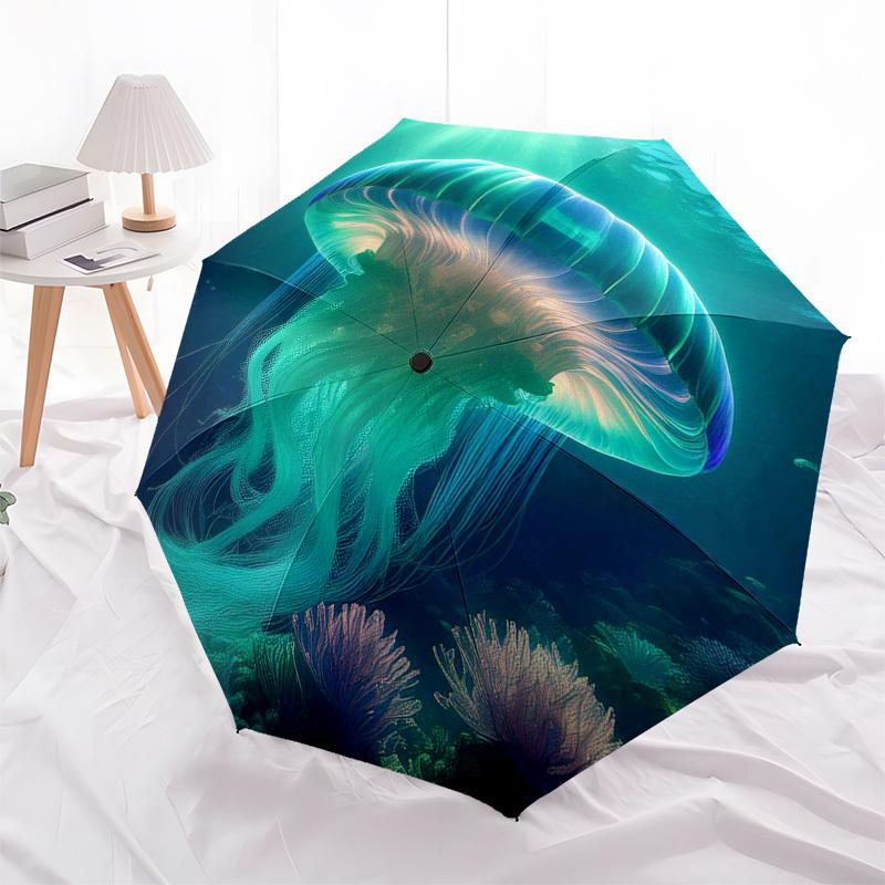 

1pc Jellyfish Outdoor Umbrella - Automatic Opening/Closing, Portable 3-Fold Design with 8-Bone Iron Frame, Perfect Gift for Jellyfish Fans, Travelers,