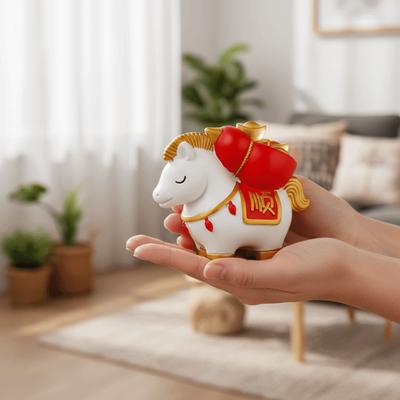 Creative Horse Figurine Resin New Year Mascot Lucky Bag Ingot Can Have Change Luck Cute Home Decoration Crafts