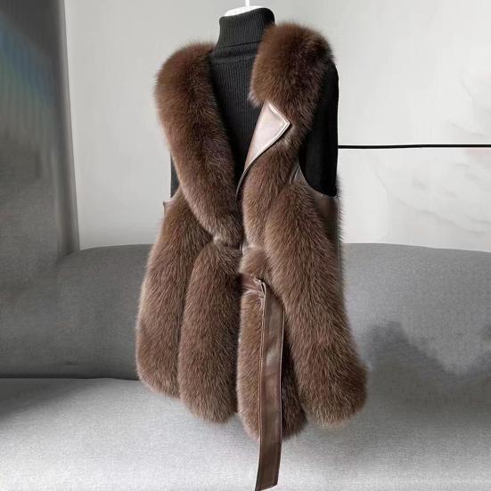 Women Winter Vest Coat Thick Fluffy Fur Cozy Faux Solid Color Sleeveless Button