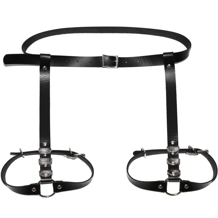 Lootee Women's Leather Bondage Harness Adjustable Punk Caged Waist Belts Leg Garters Adult BDSM SM