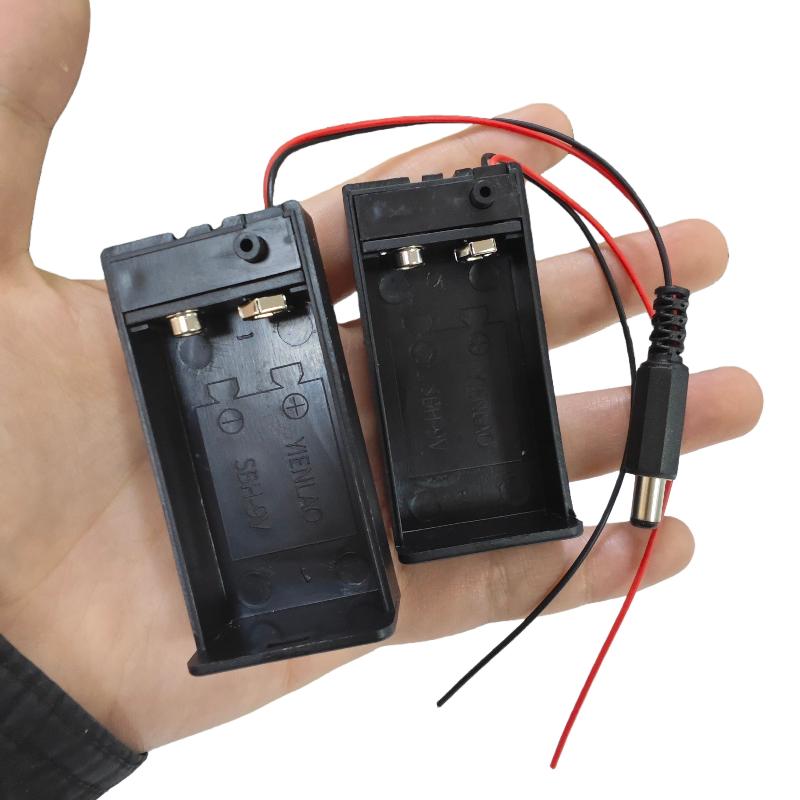 Black 9V Battery Box With Cover And ON/OFF Switch With Cable And DC Head Replacement 9V Battery Case DIY Accessories