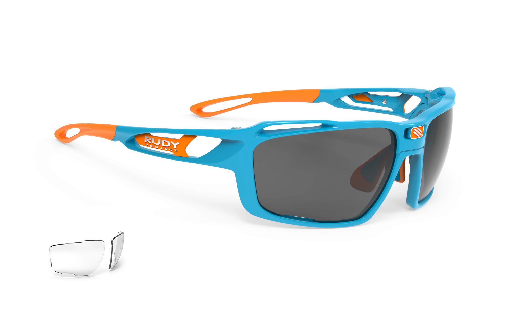 

Rudy Project SINTRYX Azzurro Gloss Black Lens Clear Lens Sports Sunglasses for Road and Baseball Frame/Smoke + SP491081-S000 Cycling, Marathon,