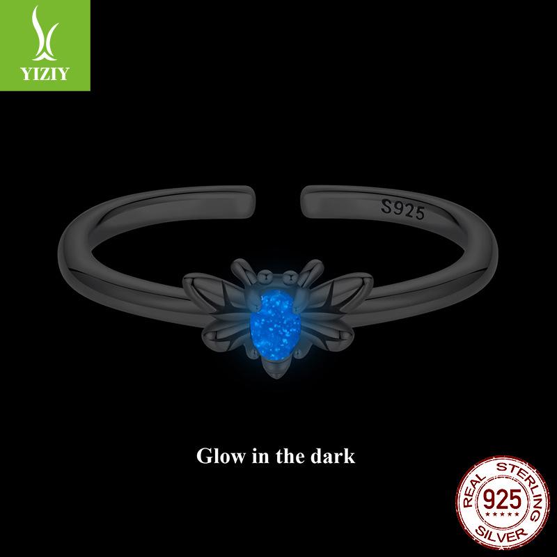 S925 Sterling Silver Dream Gradual Change Color Butterfly Dragonfly Luminous Stone Jewelry Set Female Niche Design Light Luxury