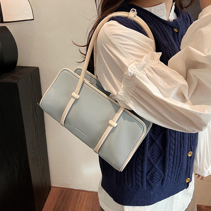 

Сумка премиум-класса в стиле ретро большой вместимости женская 2025 новая сумка-мессенджер для通勤, портативная сумка-тоут 28*9*15 синий