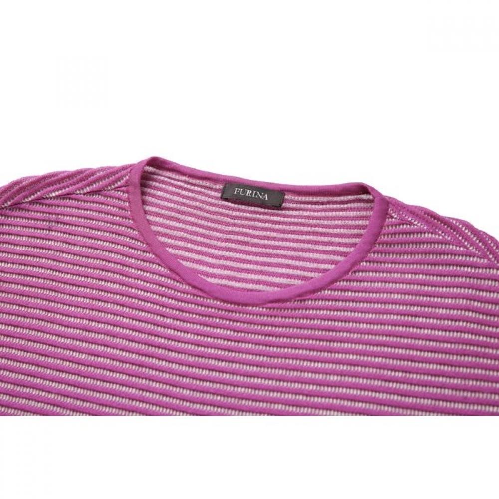 FURINA ElasTic STripe ShorT Sleeve KniT T shirT