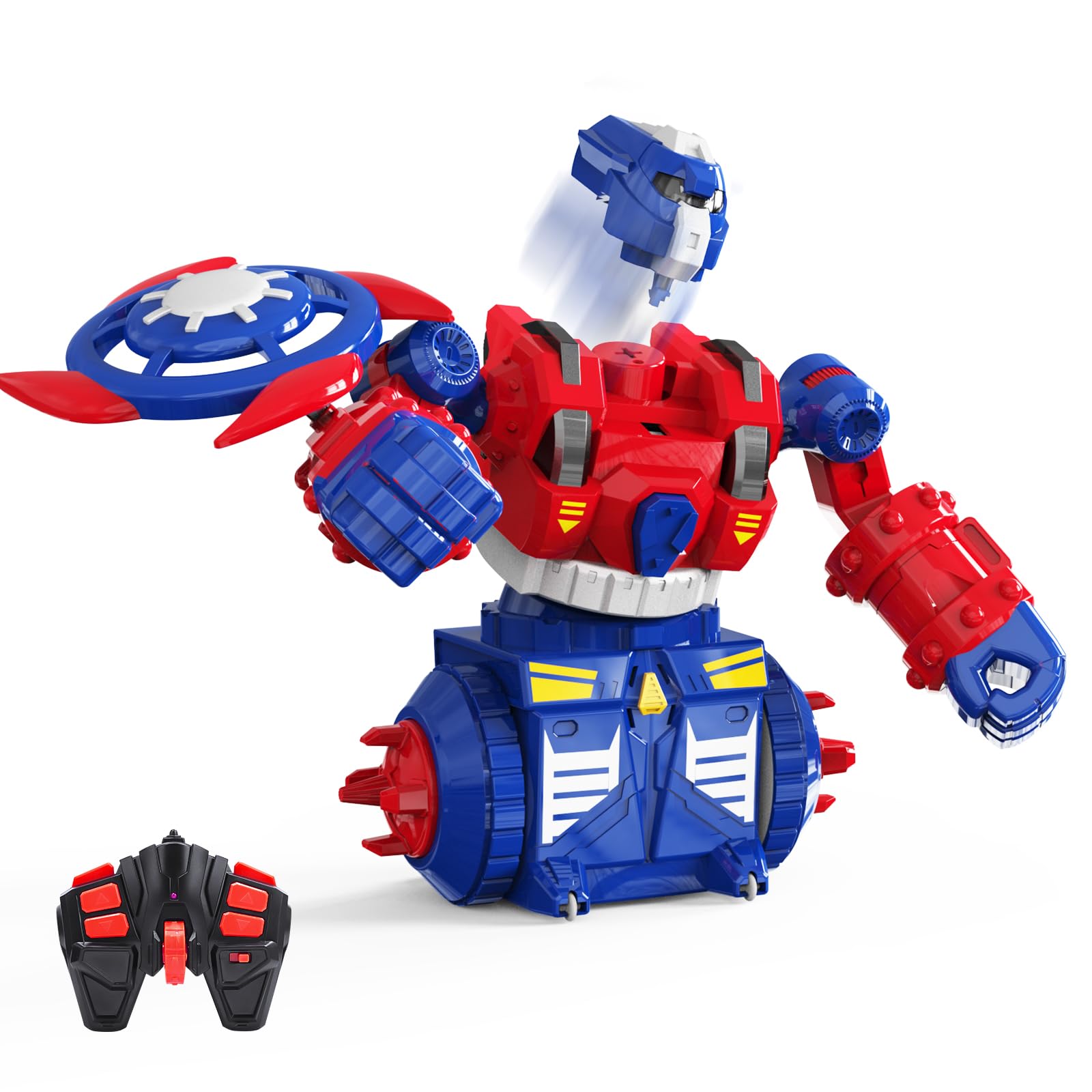 

DEERC Радіокерований іграшковий робот для бою Електричний пульт дистанційного керування Бокс 70 хвилин роботи Хлопчикам та учням початкової та середньої школи Подарунок для дитячого садка синій