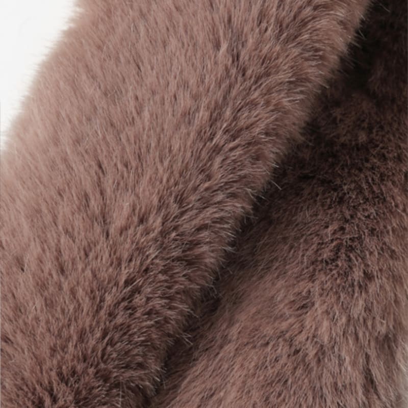 LALA Fur Scarf Petite-Cocoa