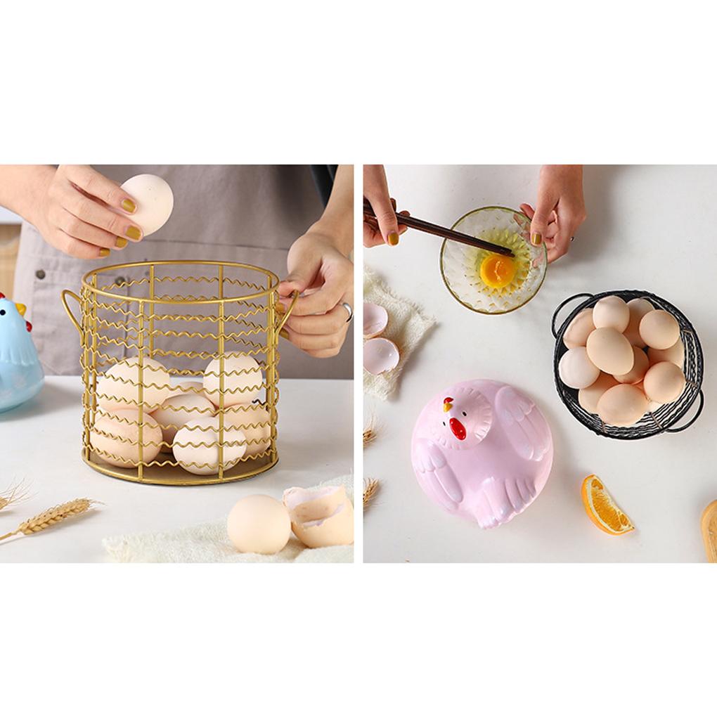 Vintage Wire Egg Storage Basket Chicken Shape Fruit Organizer For Kitchen Organization Fruit Basket