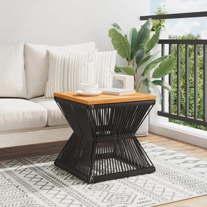 VidaXL Table basse avec base en fil de fer noir bois d'acacia massif, table latérale, table de salon, table d'accent, bout 365636