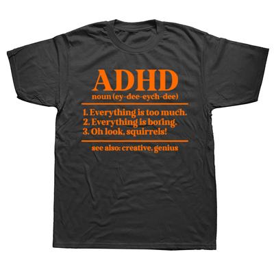Camisetas Divertidas de Concienciación sobre el TDAH Definición Verano Gráfico Algodón Ropa de Calle Manga Corta Regalos de Cumpleaños Camiseta Ropa de Hombre