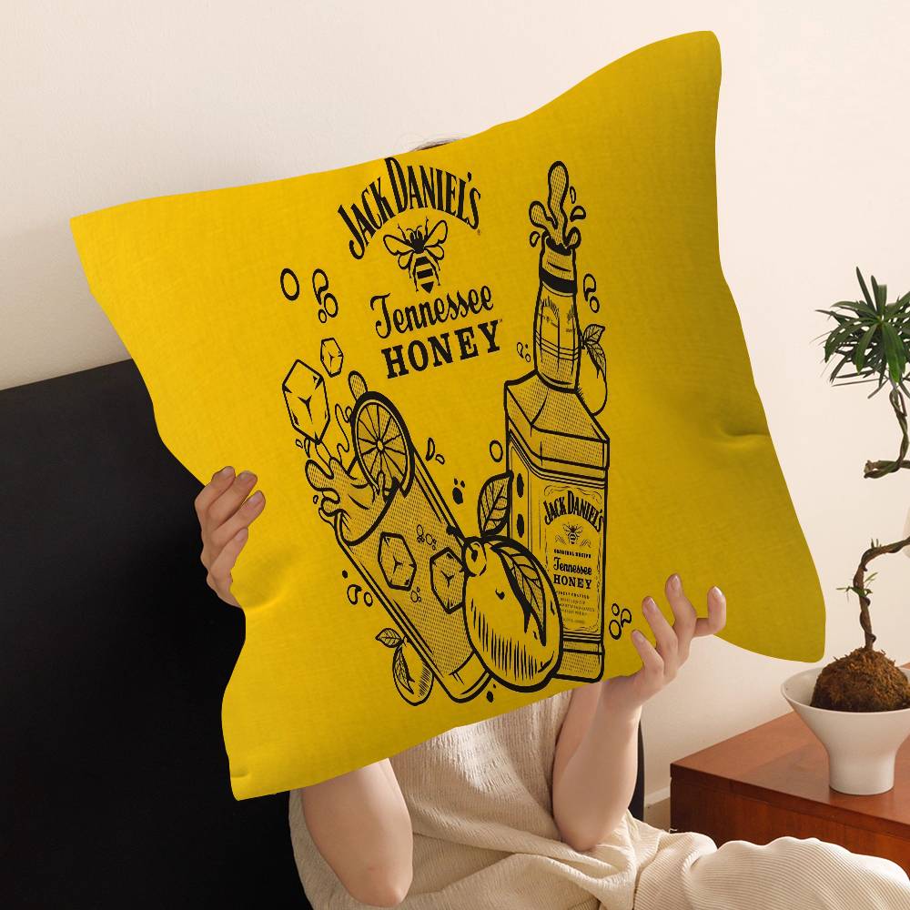 J-Jack D-Daniels Pillow Covers Cartoon Sofa Decorative Home Double-sided Printing Short Plush Cute Cushion Cover