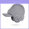 Knitted Earflap Hat For Men With Letter Prints Winter Warmth And Windproof Protection