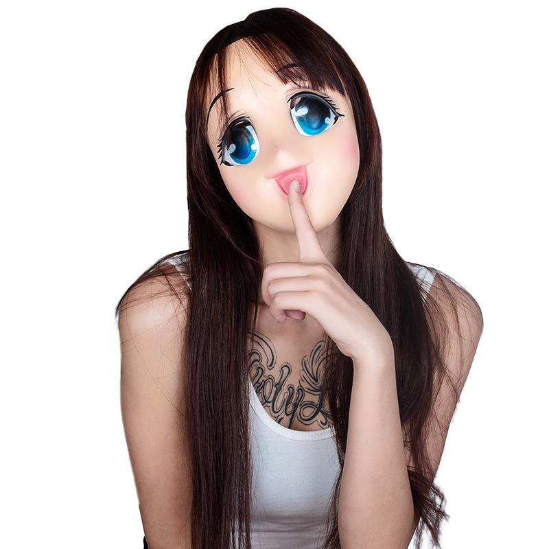 

Very cute girl latex mask, live party mask One size бежевый