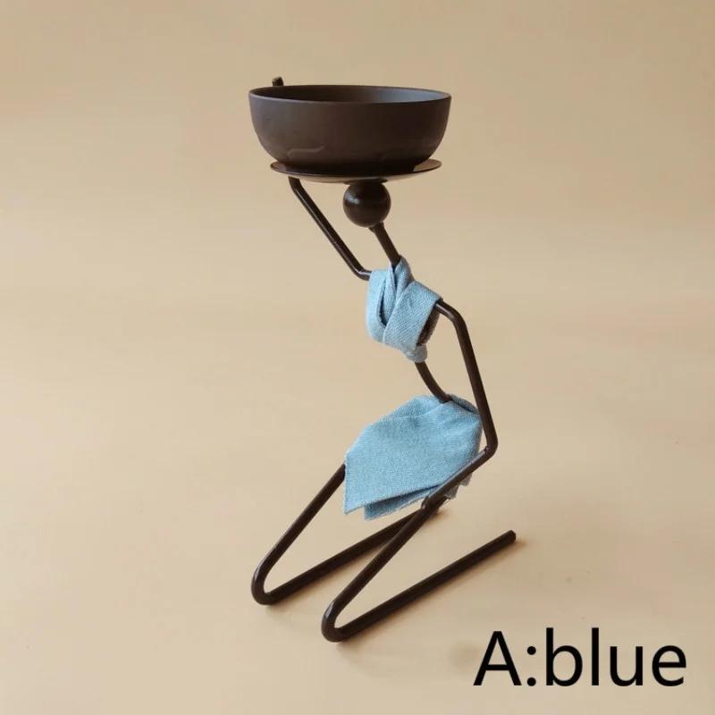 Wrought Iron Candlestick African Woman Style Candlestick Metal Candle Holder Sconce Home Decor Table Art Craft Decorations