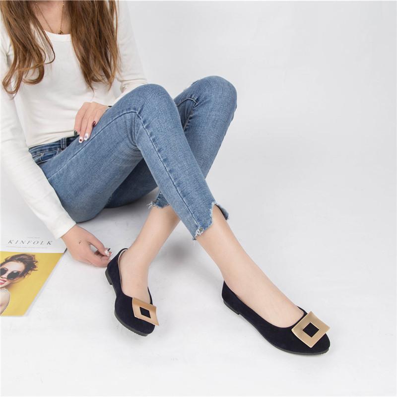 Women Girls Solid Big Size Slip On Flat Shallow Comfort Casual Single Shoes 23 Colors