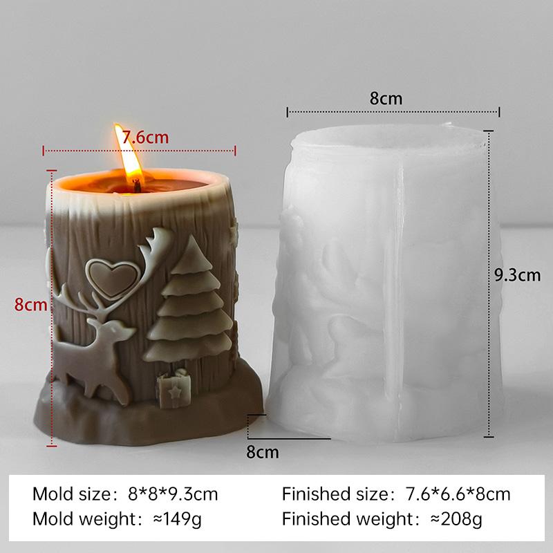 3D Cylinder Christmas Elk Silicone Mold DIY Christmas Reindeer Aroma Candle Resin Ornaments Mold Home Decoration Crafts Molds