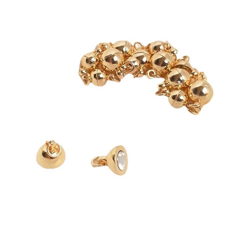 14K Gold-Filled Color-Preserving Magnetic Clasp Bead for Bracelet/Necklace DIY Jewelry, Round Shape