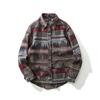 Camicia da uomo a maniche lunghe in flanella, stile etnico vintage, vestibilità larga e oversize, casual, autunno