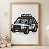 Police Car Poster Police Car Poster, 30X40 Cm, White Wooden Frame, 230 Gsm Matte Paper
