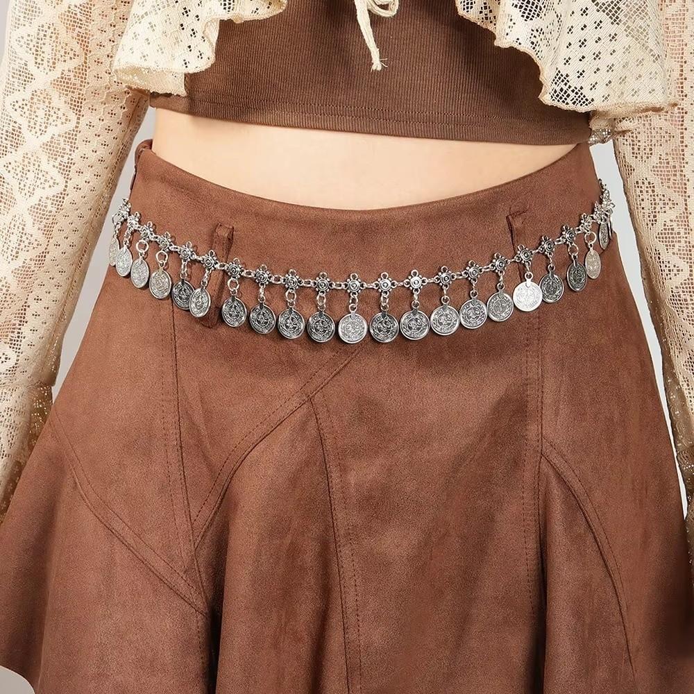 Gold/Silver Metal Belly Chain Shaking Coins Waist Belt Luxury Body Chain  for Women