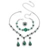 European & American Multi-Color Rhinestone Jewelry Set: Green, Blue & Red Necklace, Earrings, Bracelet & Ring