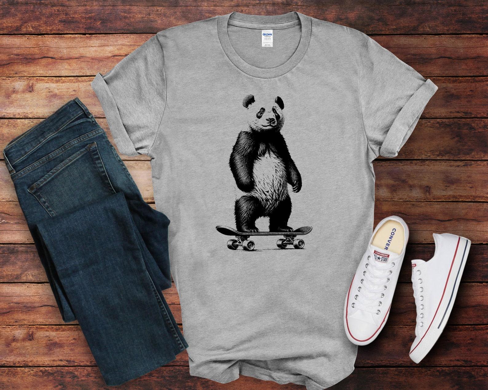 Playful Panda Bear Skateboard T-Shirt S
