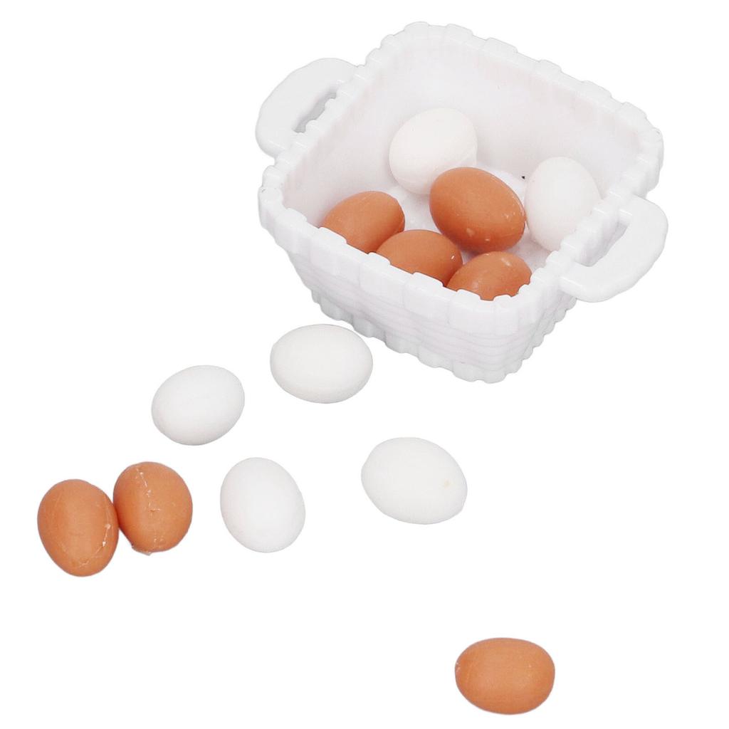 Dollhouse Egg Model 1:12 Scale Plastic Doll House Food Egg Model with Basket for Kids Children
