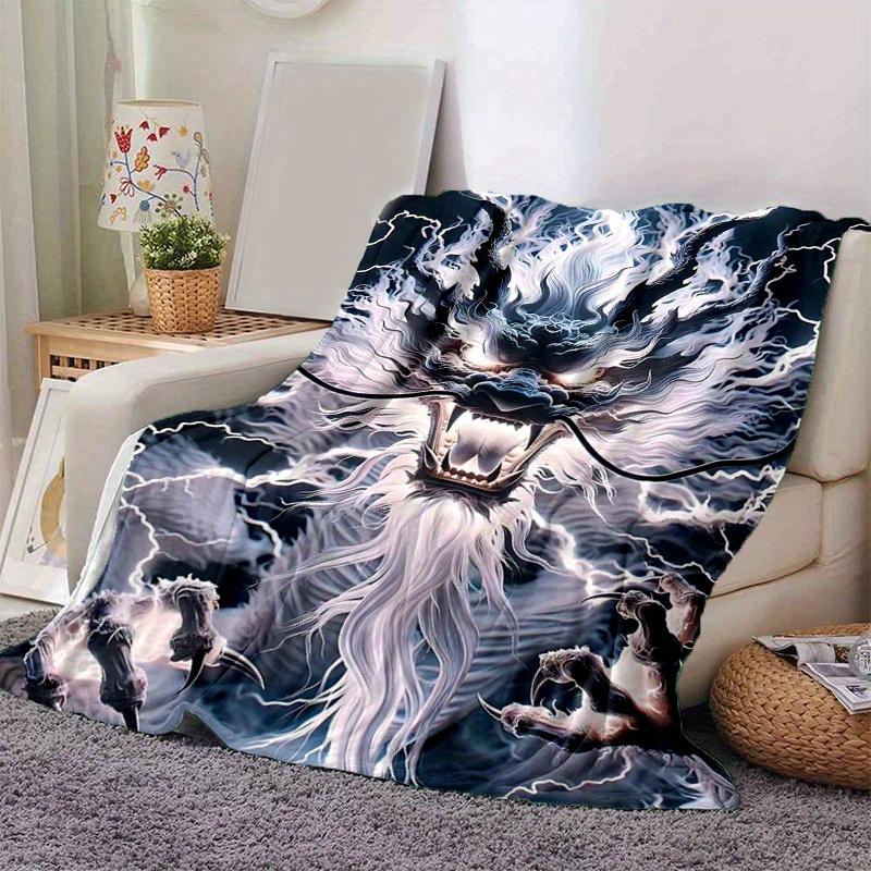 

1pc Electric Storm Dragon Blanket Seasonal Home Decorative Throw for Couch, or Car Seat Cover,Living Room, Travel, Camping, Car Blankets 80x120cm