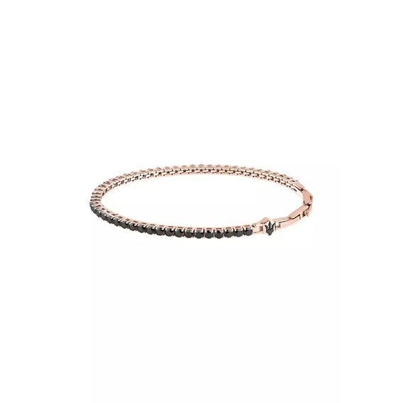 Maserati Tennis Rose Goldfarben Edelstahl Mit Schwarzen Zirkonia Armband JM425AVC07 Für Herren