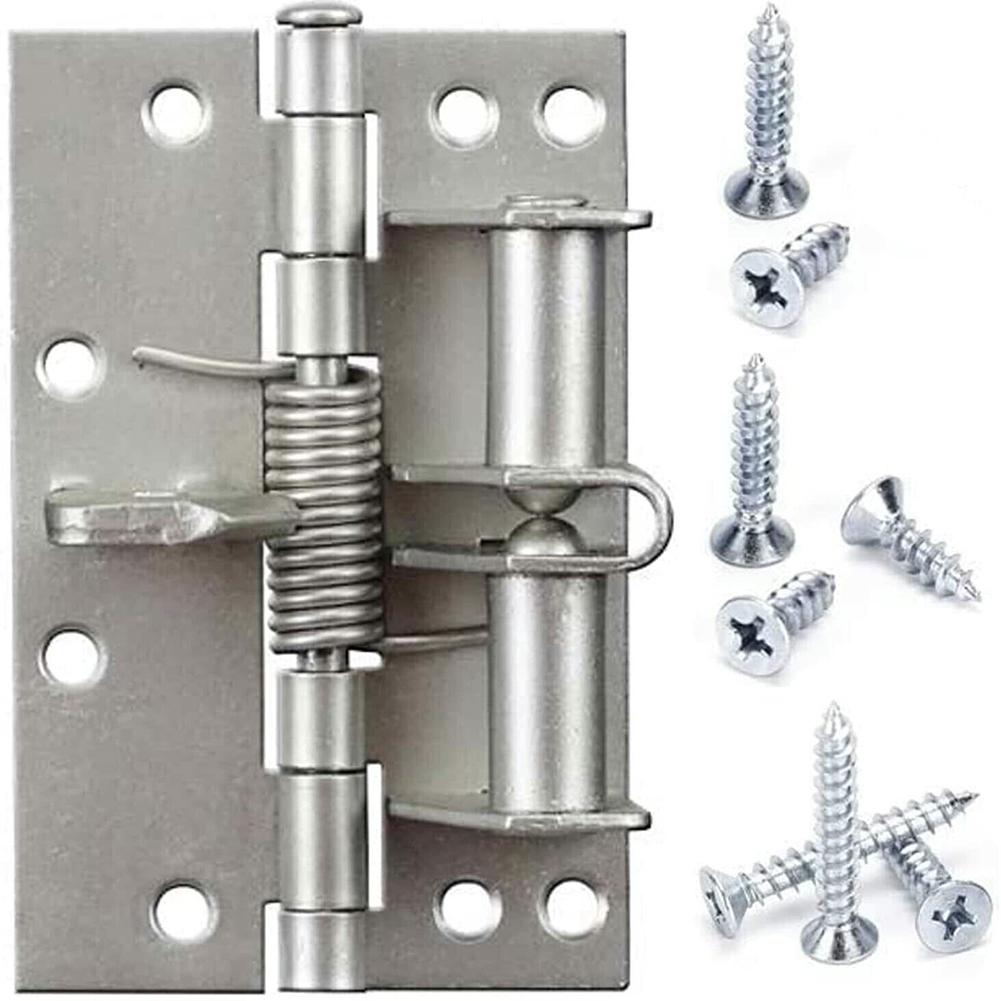 

Multifunctional Spring Positioning Hinge Door Closer Automatic Door Closing Hinge 90 Degree Positioning With 8 Screws серебряный